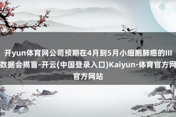 开yun体育网公司预期在4月到5月小细胞肺癌的III期数据会揭盲-开云(中国登录入口)Kaiyun·体育官方网站