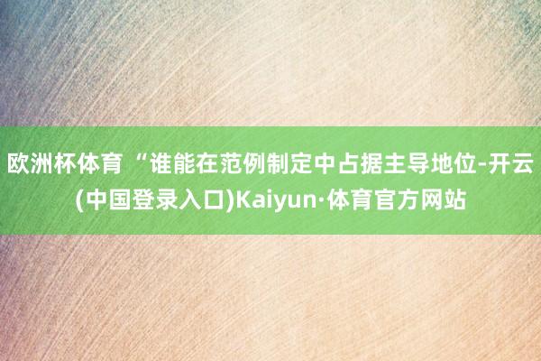 欧洲杯体育 　　“谁能在范例制定中占据主导地位-开云(中国登录入口)Kaiyun·体育官方网站