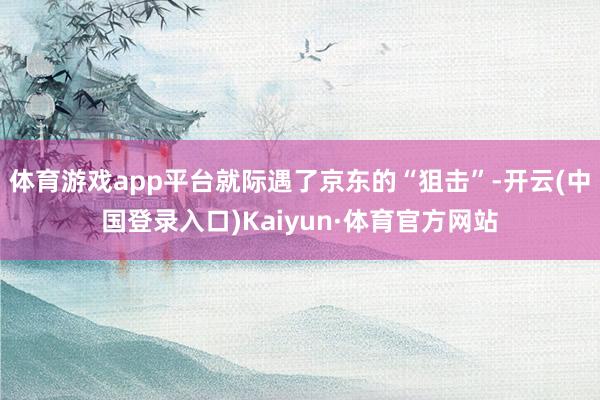 体育游戏app平台就际遇了京东的“狙击”-开云(中国登录入口)Kaiyun·体育官方网站