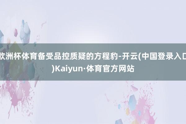 欧洲杯体育备受品控质疑的方程豹-开云(中国登录入口)Kaiyun·体育官方网站